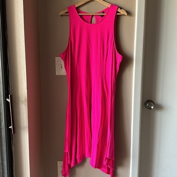 TORRID Hot Pink Sleeveless Sharkbite Hem Dress - Picture 2 of 8